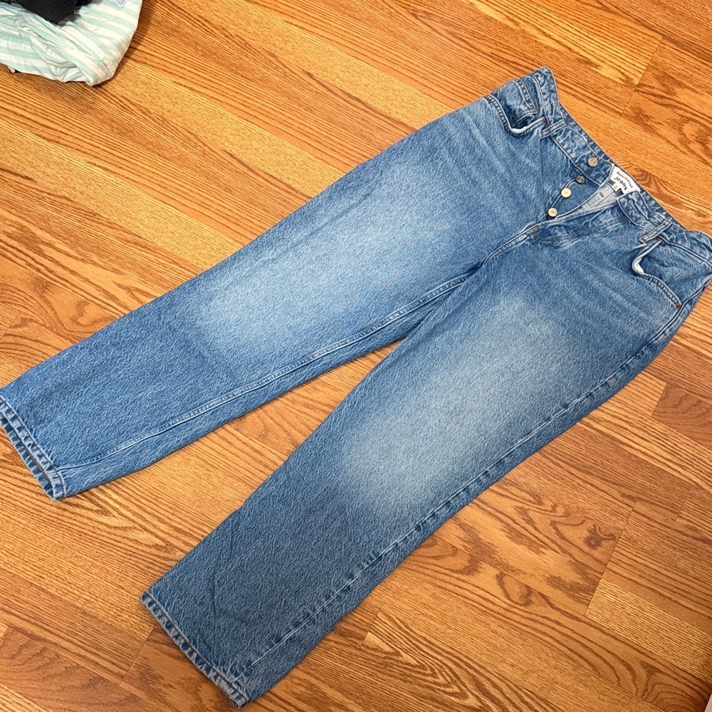 Reformation Light Blue High-Rise Button-Fly Jeans, 31